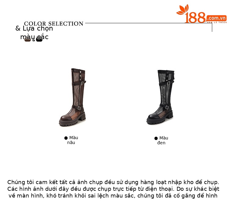 Boot nữ cổ cao ôm bắp chân da thật phong cách dây đai khóa, đế dày gót thô — Ống tiêu chuẩn nâu, Ống mở rộng đen, Ống mở rộng nâu, Ống tiêu chuẩn đen chi tiết 2
