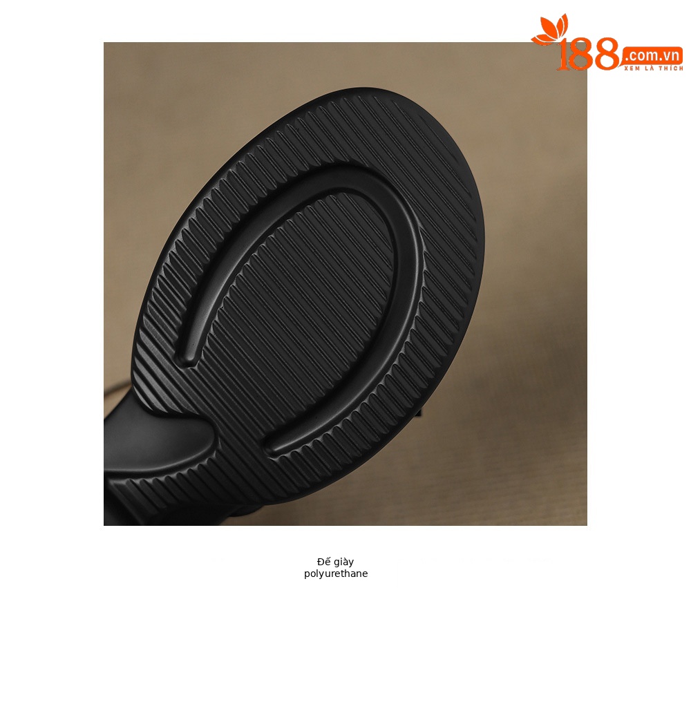 Sandal nữ hở mũi quai ngang đế dày họa tiết hoa sơn trà — đen chi tiết 22