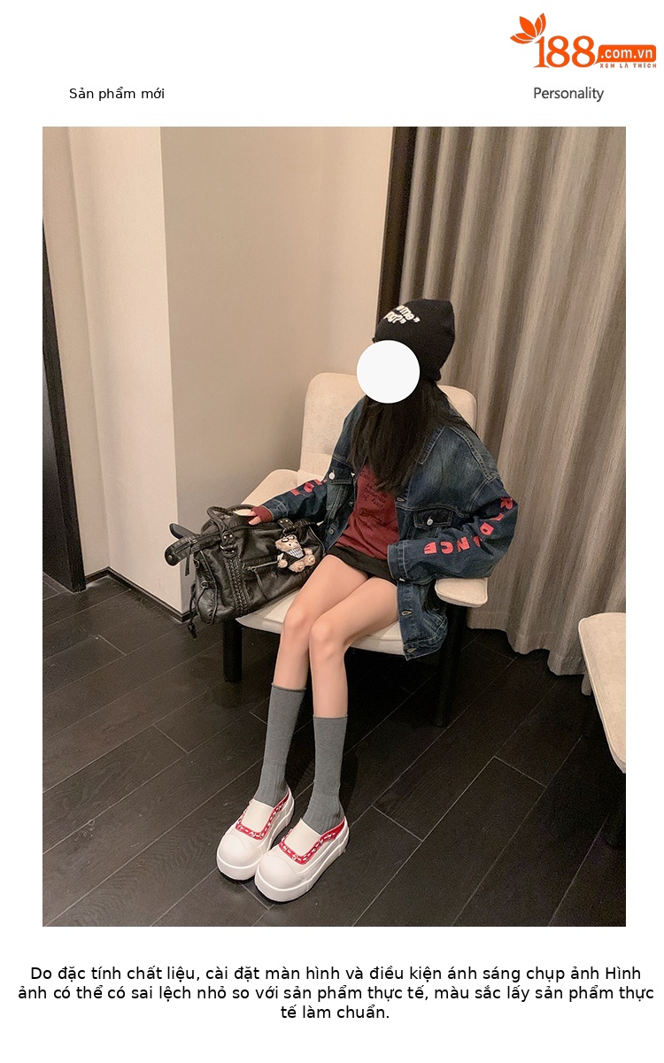 Giày sneaker nữ đế dày mũi to slip-on da thật phối màu — màu đen, màu trắng chi tiết 1