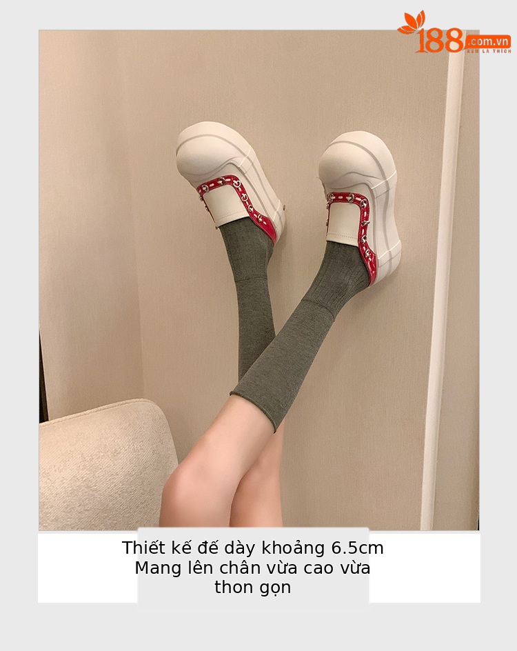Giày sneaker nữ đế dày mũi to slip-on da thật phối màu — màu đen, màu trắng chi tiết 6