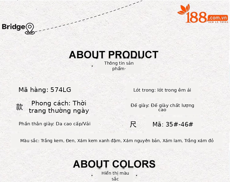 Giày sneaker nữ đế dày phong cách cổ điển N chữ tăng chiều cao — 574LG Xám nguyên tổ chi tiết 6