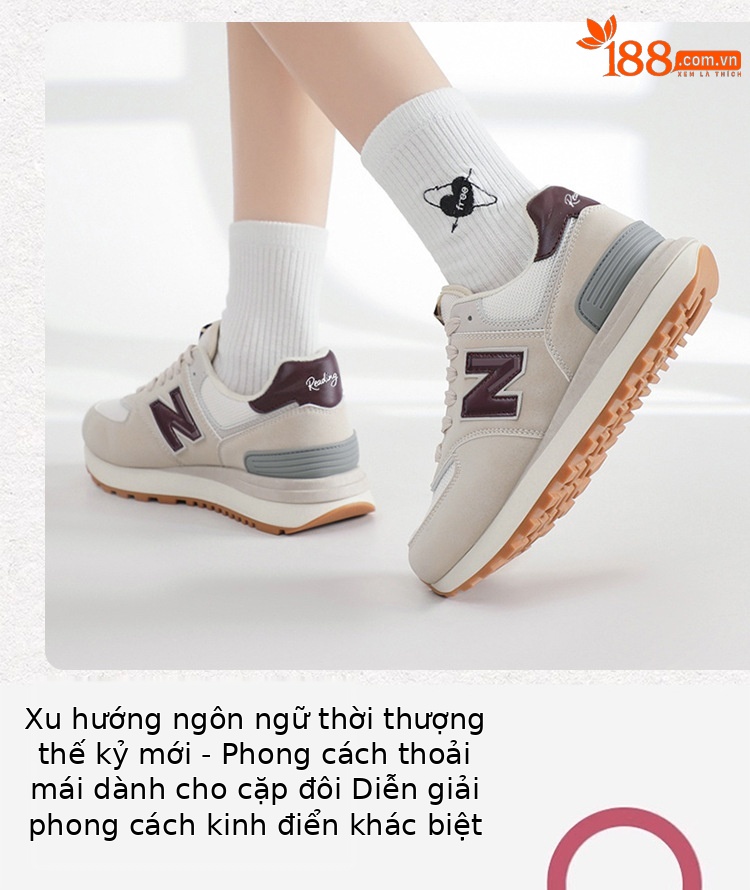 Giày sneaker nữ đế dày phong cách cổ điển N chữ tăng chiều cao — 574LG Xám nguyên tổ chi tiết 16