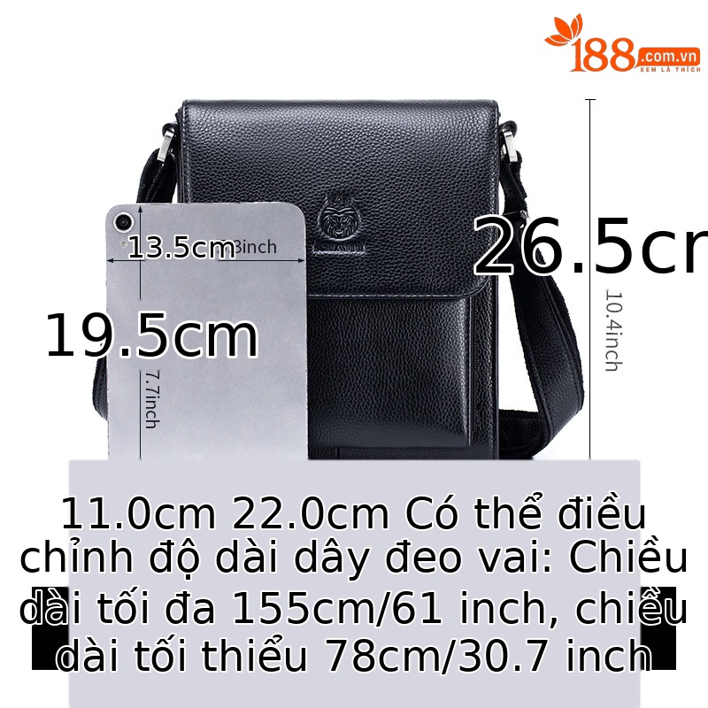 Túi đeo chéo nam da bò cao cấp phong cách doanh nhân — Đen