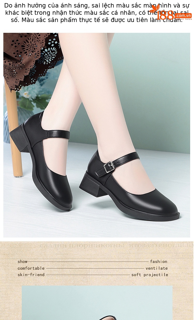 Sandal nữ quai chữ V đơn giản, đế thấp, da thật, hở mũi, chống trượt — Đen【kiểu xuyên thấu】 chi tiết 7