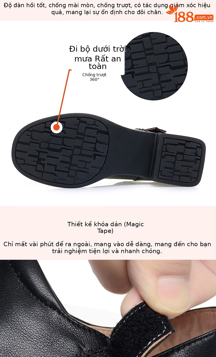 Sandal nữ quai chữ V đơn giản, đế thấp, da thật, hở mũi, chống trượt — Đen【kiểu xuyên thấu】 chi tiết 5