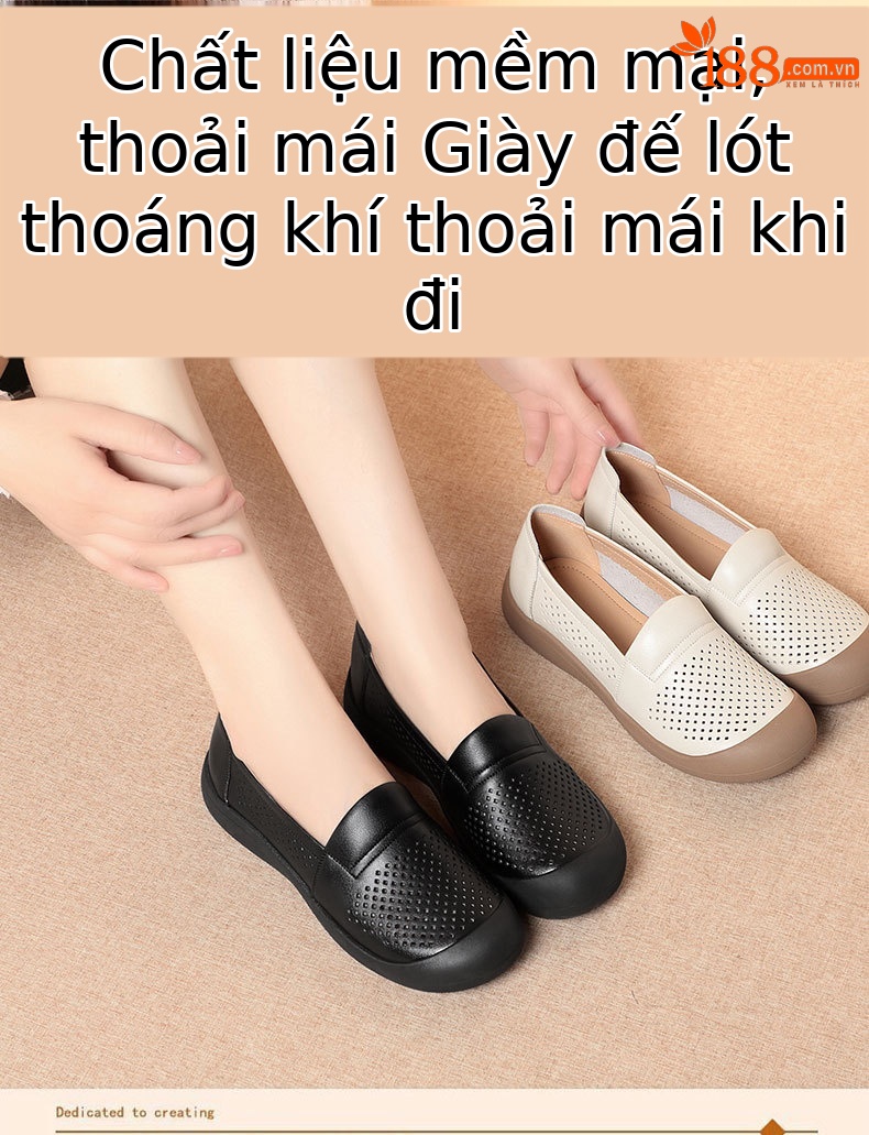 Sandal nữ da bò thật mũi kín đế mềm thoáng khí — màu be chi tiết 1