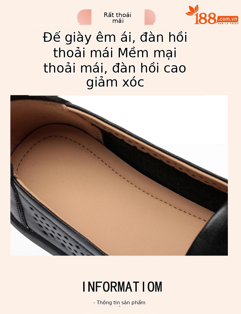 Sandal nữ da bò thật mũi kín đế mềm thoáng khí — màu be chi tiết 7