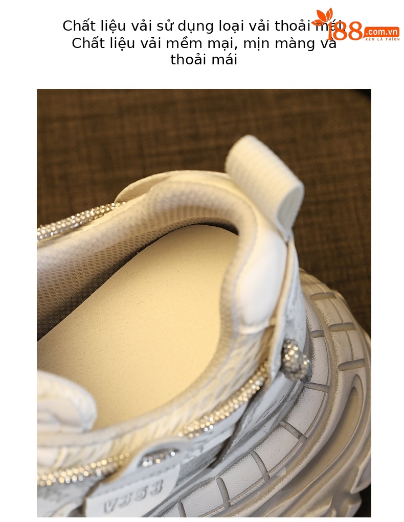 Giày sneaker nữ đế dày tăng chiều cao 9 cm phong cách dad sneaker — Tro thô chi tiết 8