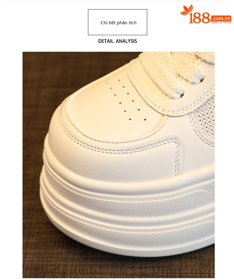Giày sneaker nữ đế dày tăng chiều cao phong cách thể thao — màu be chi tiết 7