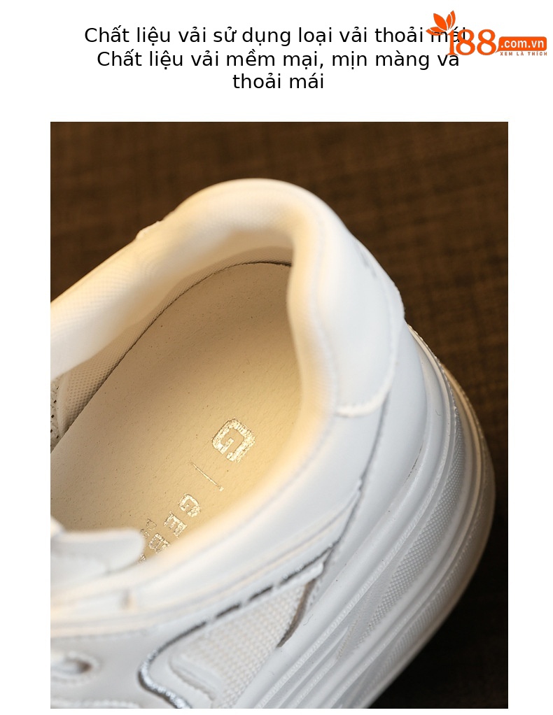 Giày sneaker nữ đế dày tăng chiều cao phong cách thể thao — màu be chi tiết 8