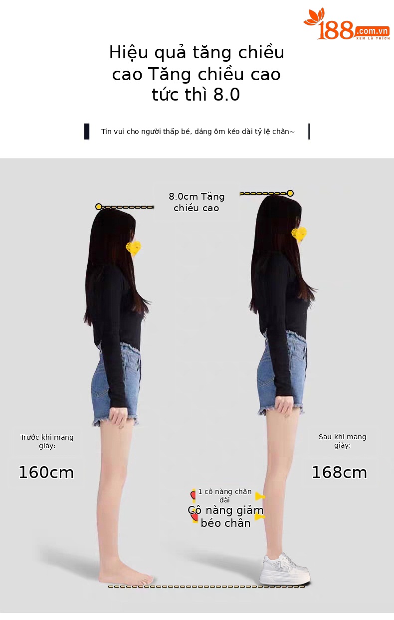 Giày sneaker nữ đế dày tăng chiều cao phong cách thể thao — màu be chi tiết 4