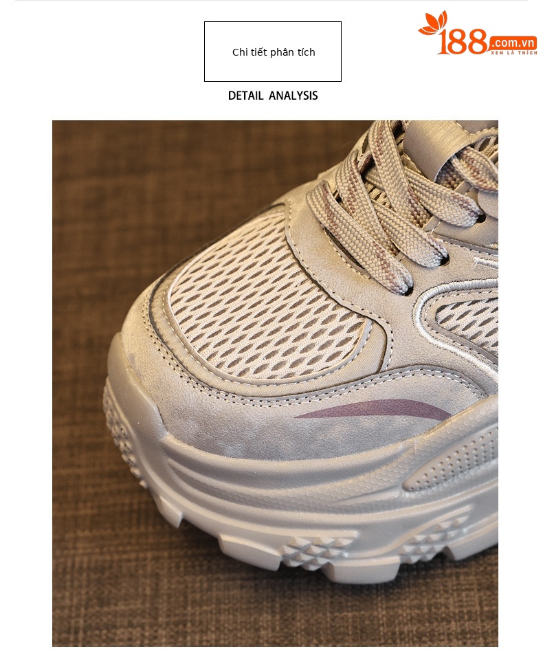 Giày sneaker nữ chunky đế dày lưới thoáng khí tăng chiều cao — màu tím chi tiết 7