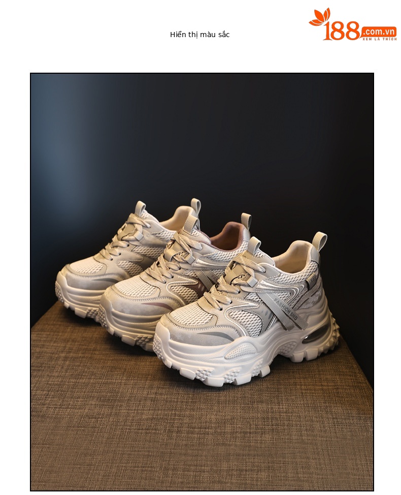 Giày sneaker nữ chunky đế dày lưới thoáng khí tăng chiều cao — màu tím chi tiết 18