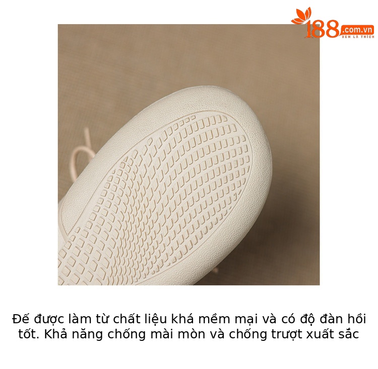 Giày sneaker nữ đế dày ren lưới phối màu cổ thấp — màu trắng ngà chi tiết 8