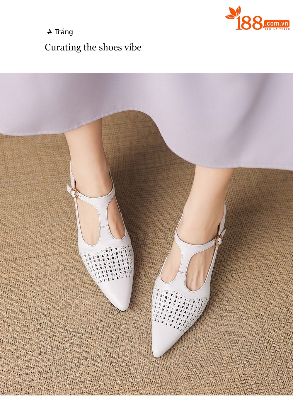 Giày cao gót nữ mũi nhọn da bò quai chữ T, gót 7 cm, kiểu hở mũi — đen chi tiết 17