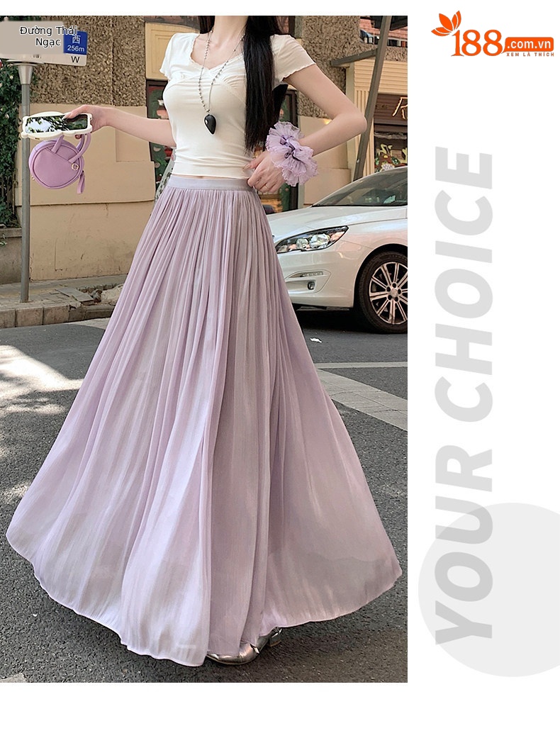 Váy lụa mỏng kiểu Pháp dáng chữ A cao cấp — màu đen chi tiết 19