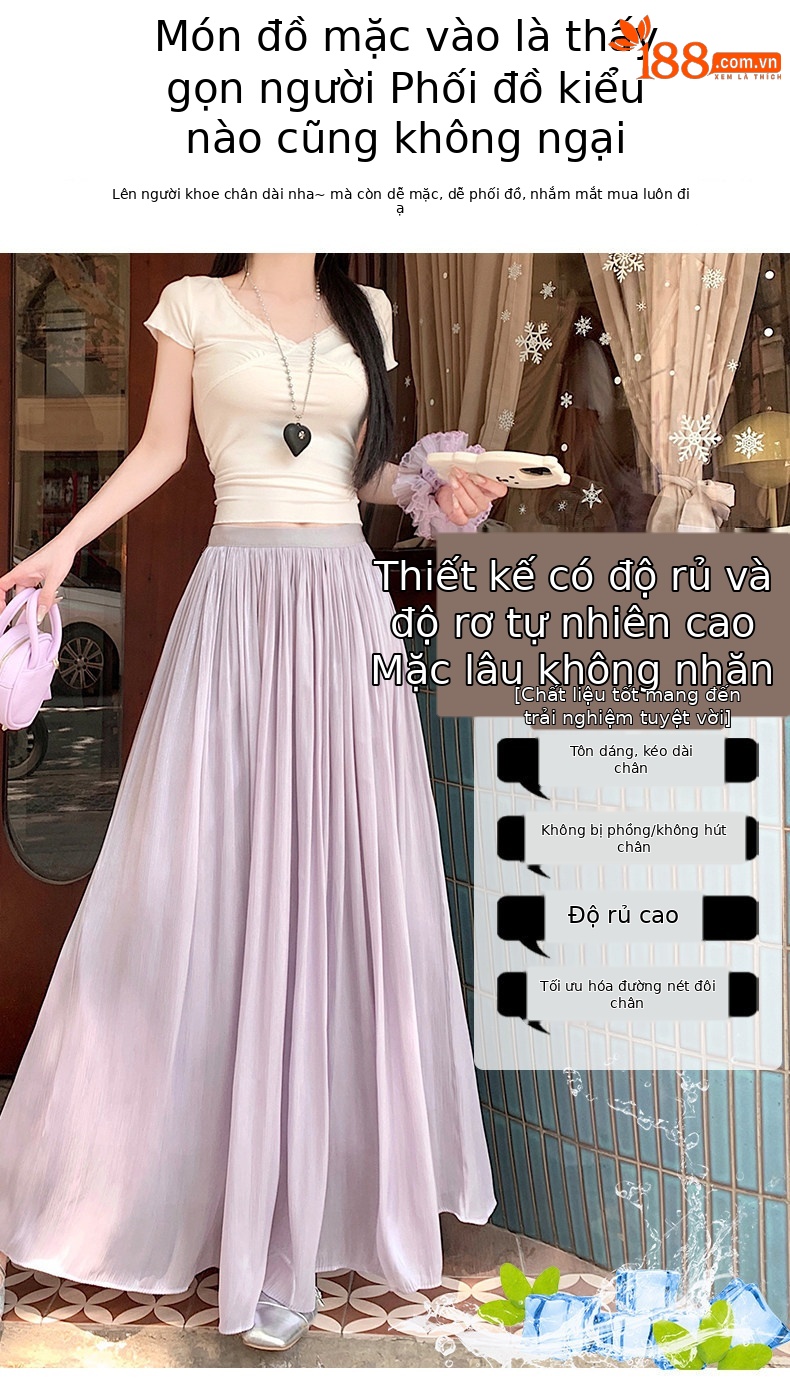 Váy lụa mỏng kiểu Pháp dáng chữ A cao cấp — màu đen chi tiết 4