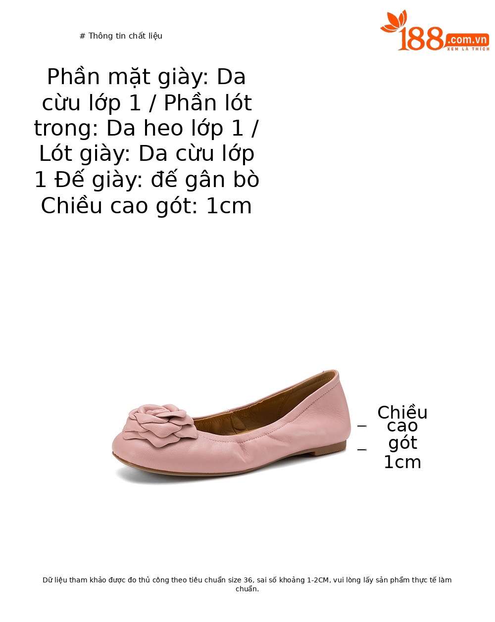 Giày ballet nữ mũi tròn phong cách Pháp da cừu đế bệt — màu trắng ngà chi tiết 3