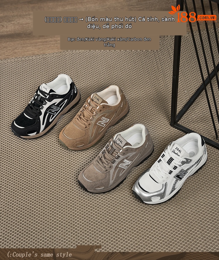 Giày sneaker unisex cổ thấp phong cách Đức huấn luyện, đế dày êm ái, form rộng thoải mái — 204 kaki xám chi tiết 5