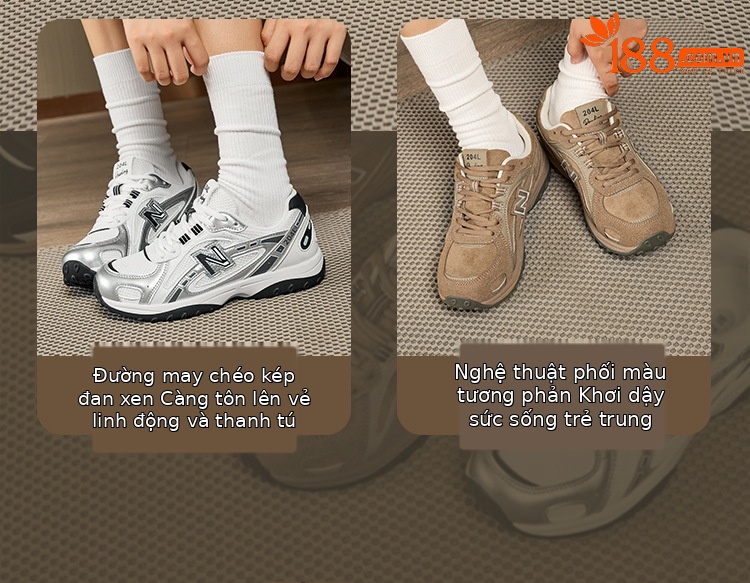 Giày sneaker unisex cổ thấp phong cách Đức huấn luyện, đế dày êm ái, form rộng thoải mái — 204 kaki xám chi tiết 7