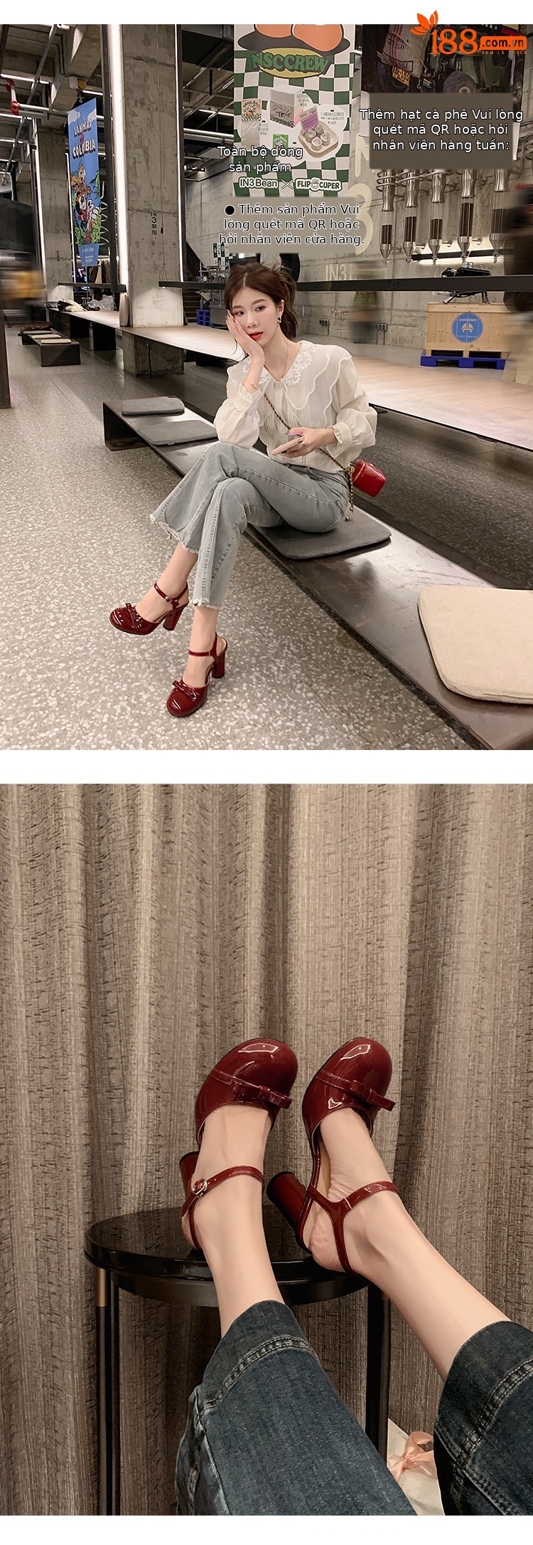 Sandal cao gót nữ mũi nhọn quai ngang nơ bướm, gót vuông ổn định — màu đen, Rượu vang đỏ, màu mơ chi tiết 19
