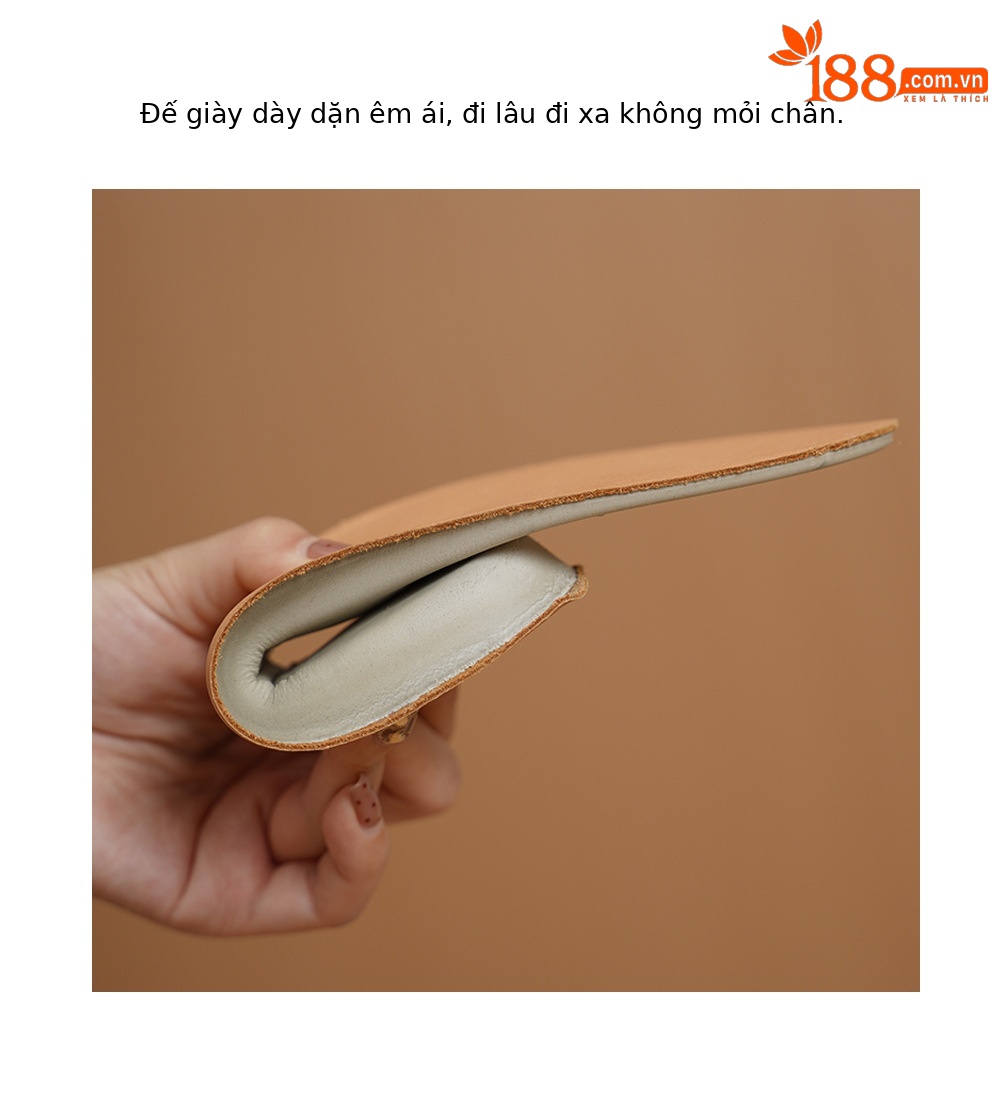 Giày lười nữ mũi vuông da cừu đế dày quai chữ T buộc dây — màu trắng ngà chi tiết 6