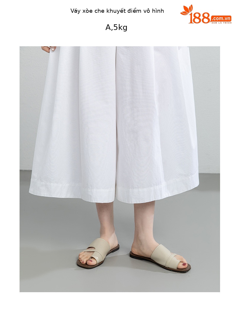 Quần culottes nữ ống rộng cạp cao vải linen cotton mỏng nhẹ mùa hè — màu trắng chi tiết 6