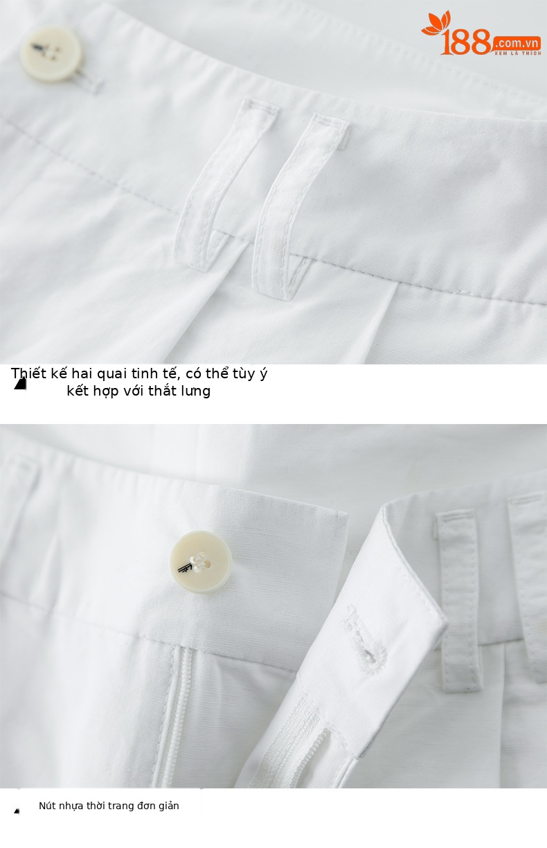Quần culottes nữ ống rộng cạp cao vải linen cotton mỏng nhẹ mùa hè — màu trắng chi tiết 14