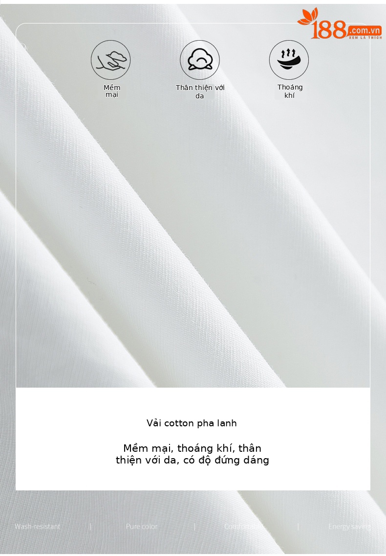 Quần culottes nữ ống rộng cạp cao vải linen cotton mỏng nhẹ mùa hè — màu trắng chi tiết 3