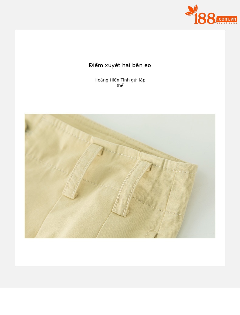 Quần culottes nữ ống rộng cạp cao chất liệu cotton wash — màu vàng chi tiết 15