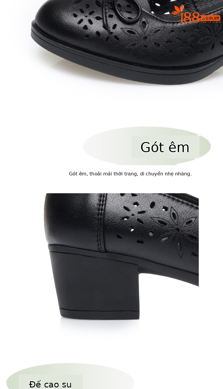 Giày sandal nữ da mềm đế bệt chống trượt — màu be chi tiết 5