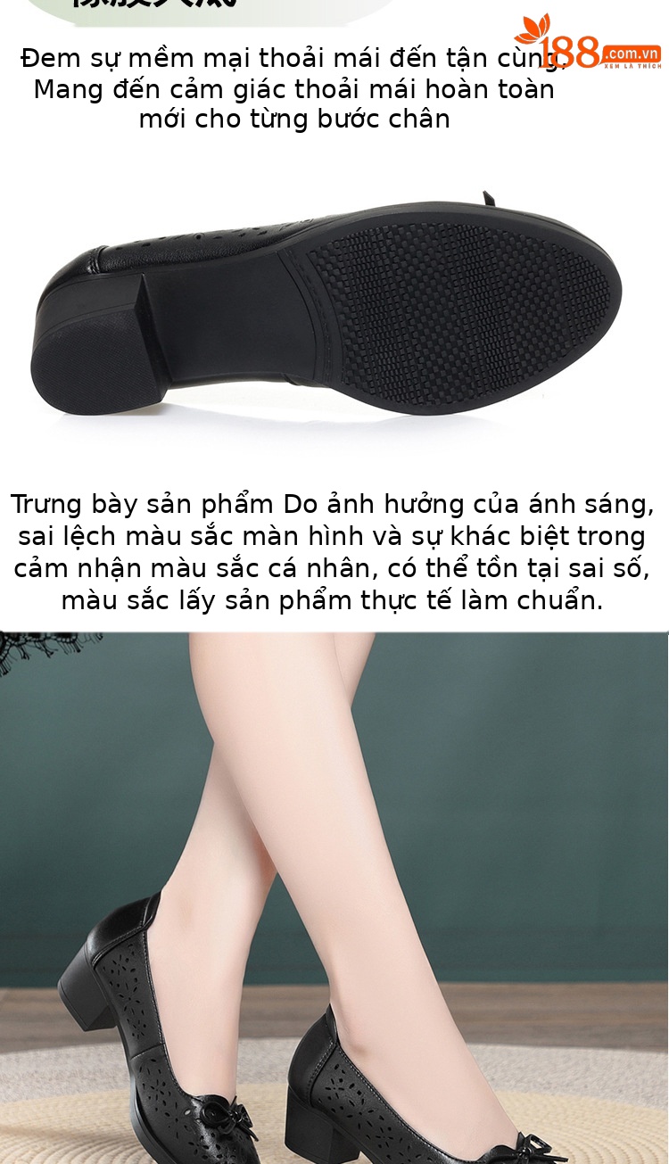 Giày sandal nữ da mềm đế bệt chống trượt — màu be chi tiết 6