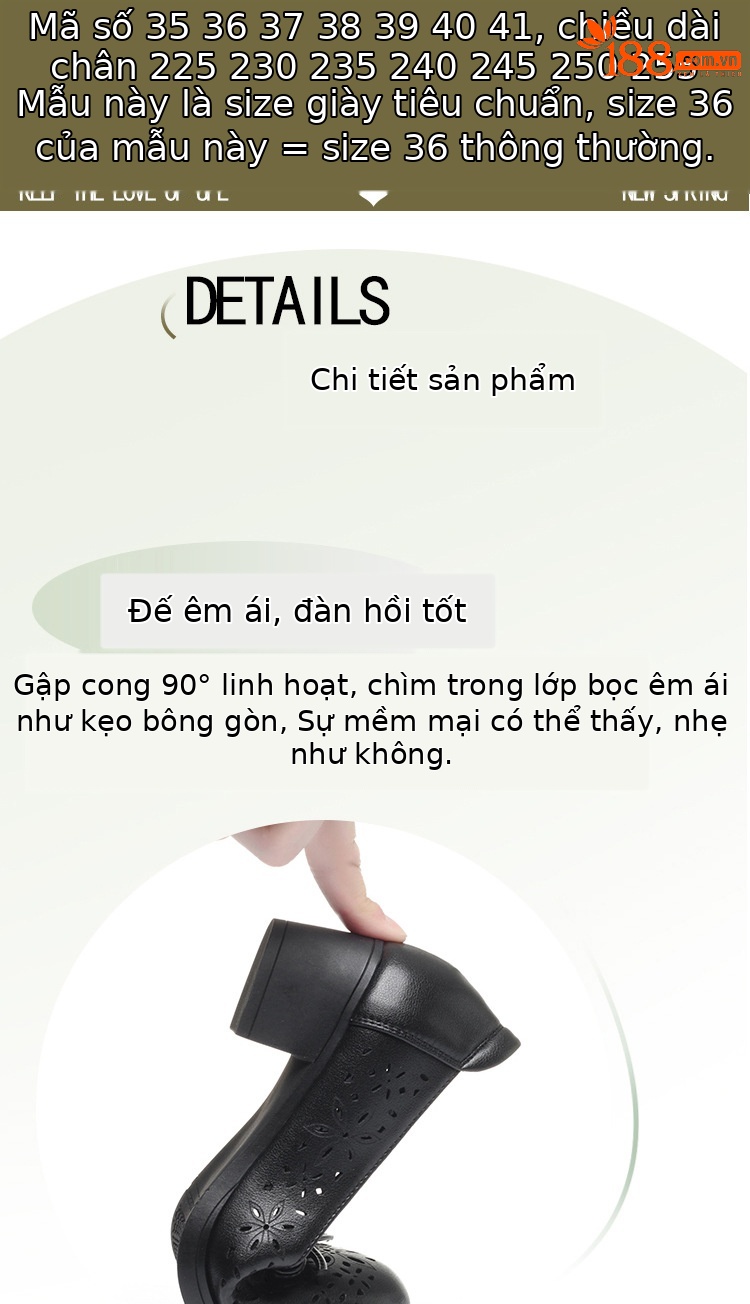 Giày sandal nữ da mềm đế bệt chống trượt — màu be chi tiết 3