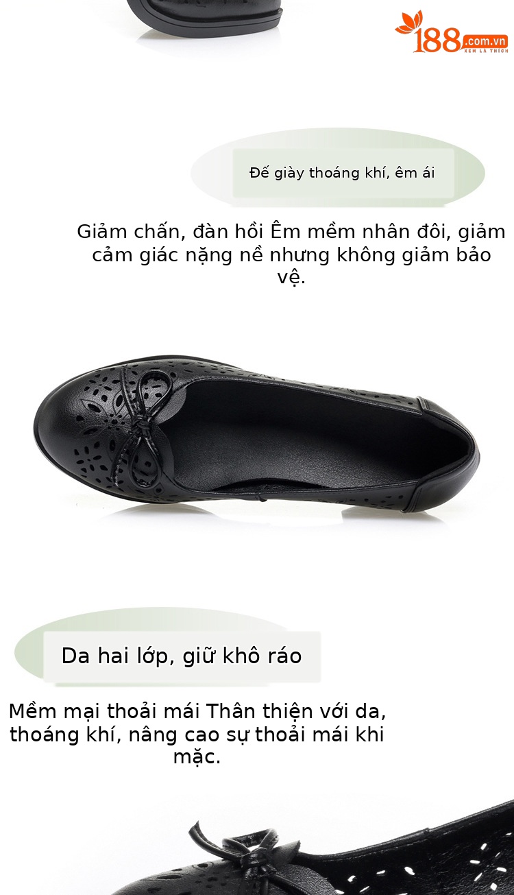 Giày sandal nữ da mềm đế bệt chống trượt — màu be chi tiết 4