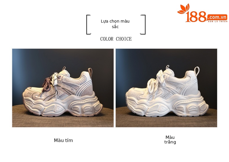 Giày sneaker nữ đế dày tăng chiều cao 9,5 cm lưới thoáng khí phong cách daddy — màu tím chi tiết 2