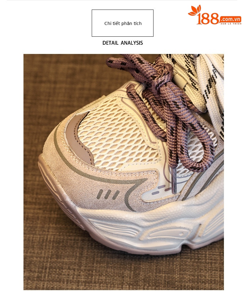 Giày sneaker nữ đế dày tăng chiều cao 9,5 cm lưới thoáng khí phong cách daddy — màu tím chi tiết 7