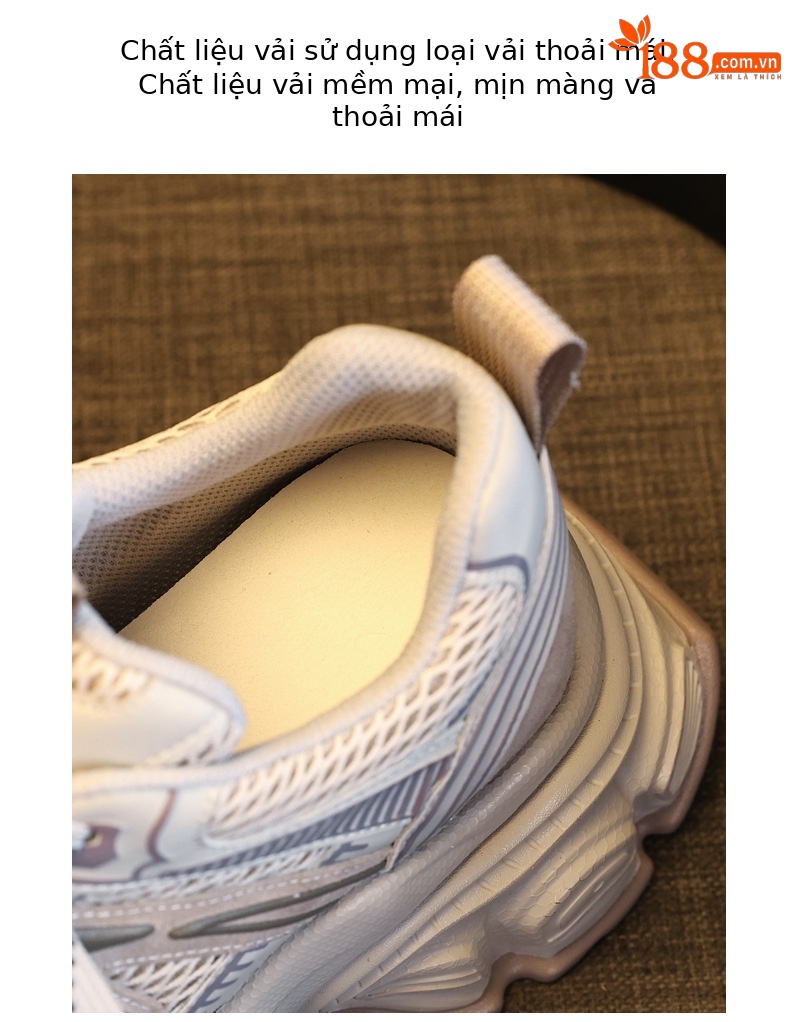 Giày sneaker nữ đế dày tăng chiều cao 9,5 cm lưới thoáng khí phong cách daddy — màu tím chi tiết 8
