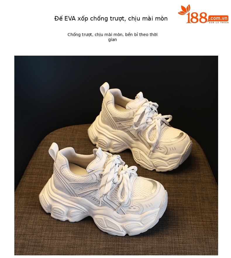 Giày sneaker nữ đế dày tăng chiều cao 9,5 cm lưới thoáng khí phong cách daddy — màu tím chi tiết 10