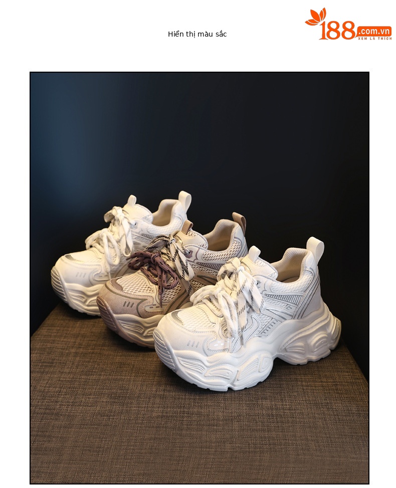 Giày sneaker nữ đế dày tăng chiều cao 9,5 cm lưới thoáng khí phong cách daddy — màu tím chi tiết 18