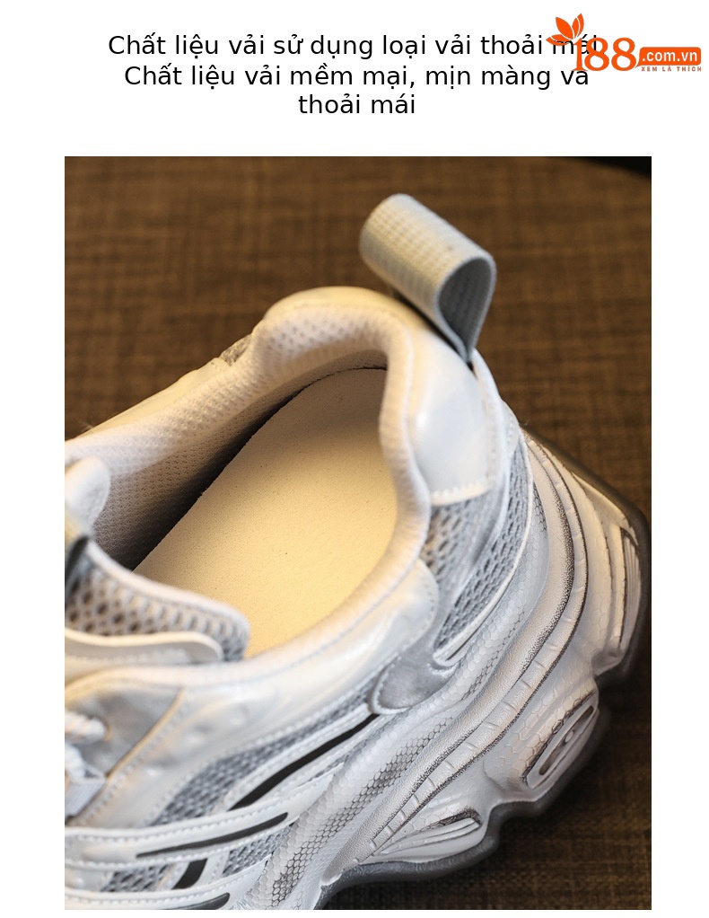 Giày sneaker nữ chunky đế dày tăng chiều cao phong cách thể thao — màu trắng chi tiết 8