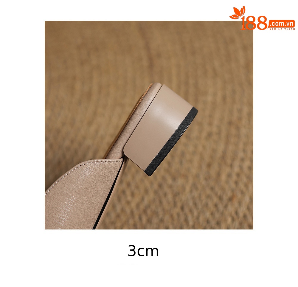 Dép sandal nữ da bò trùm đầu hở gót gót thấp đơn giản — màu trắng ngà chi tiết 20