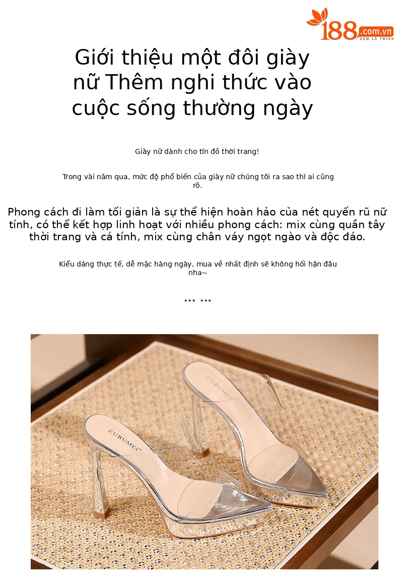 Sandal cao gót nữ hở mũi quai ngang đế platform gót 12 cm — Bạc-12cm chi tiết 2