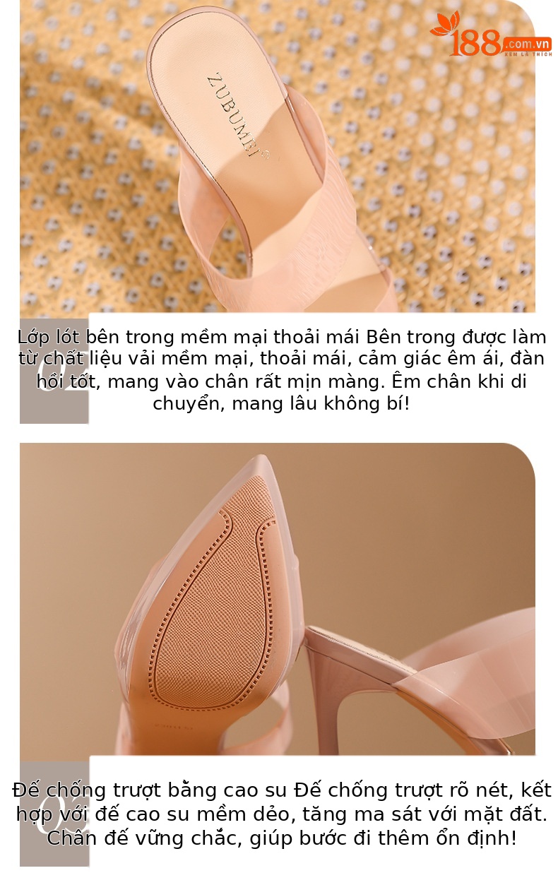 Sandal cao gót nữ hở mũi quai ngang đế platform gót 12 cm — Bạc-12cm chi tiết 4