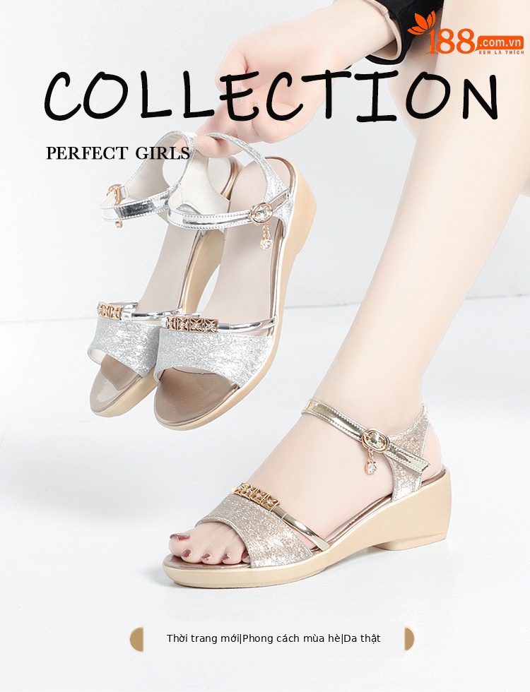 Sandal nữ đế xuồng cao gót mùa hè, dáng platform chắc chắn, phù hợp đi làm và dạo phố — màu vàng chi tiết 1