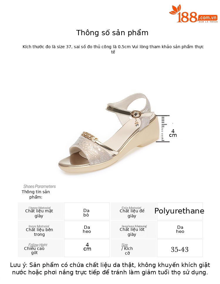 Sandal nữ đế xuồng cao gót mùa hè, dáng platform chắc chắn, phù hợp đi làm và dạo phố — màu vàng chi tiết 2
