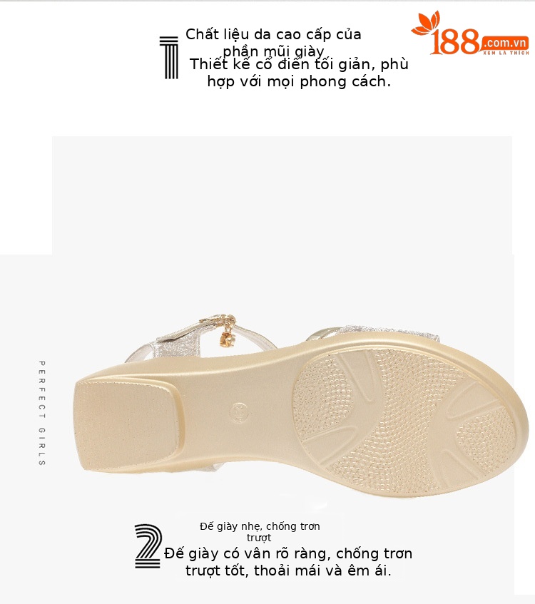 Sandal nữ đế xuồng cao gót mùa hè, dáng platform chắc chắn, phù hợp đi làm và dạo phố — màu vàng chi tiết 4