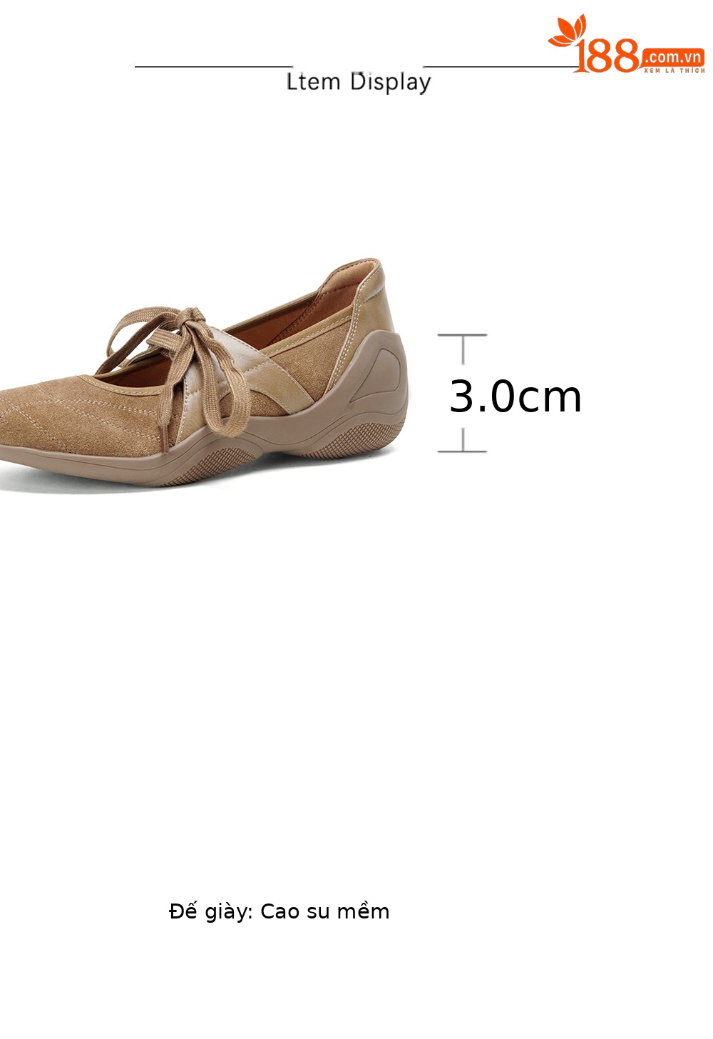 Giày sneaker nữ đế dày miệng thấp dây buộc phối màu da lộn — màu mơ chi tiết 4