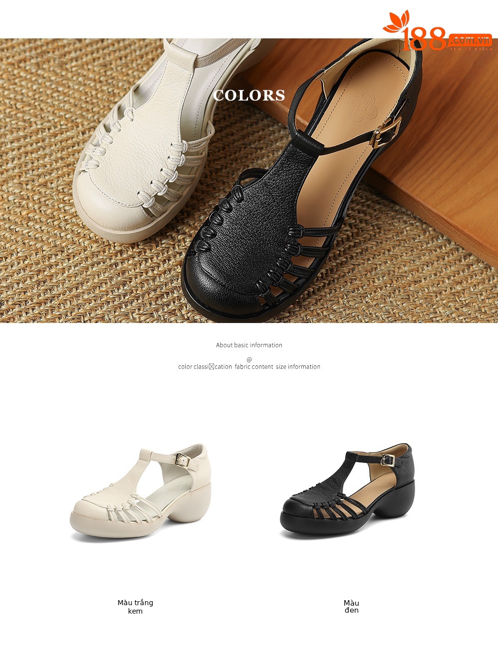Sandal nữ da cừu mũi bao đế dày quai ngang một chữ kiểu La Mã — đen chi tiết 6