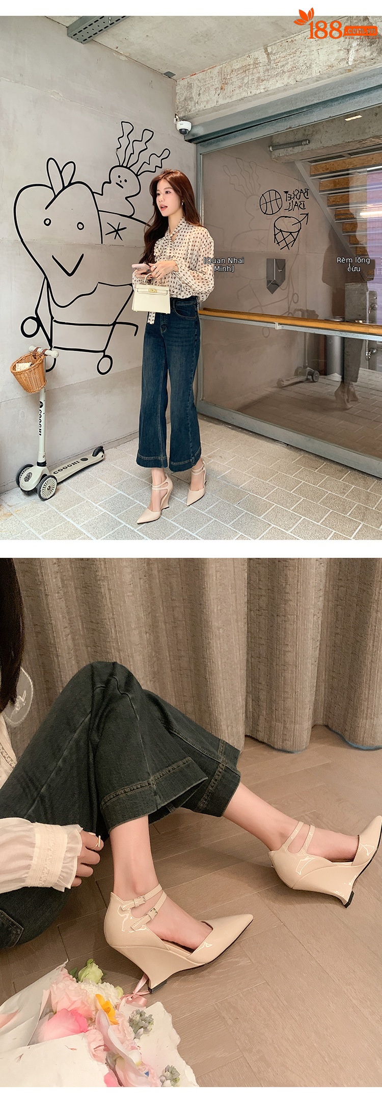 Giày cao gót nữ mũi nhọn Mary Jane đế xuồng platform da thật — màu đen, màu mơ, màu đỏ chi tiết 16