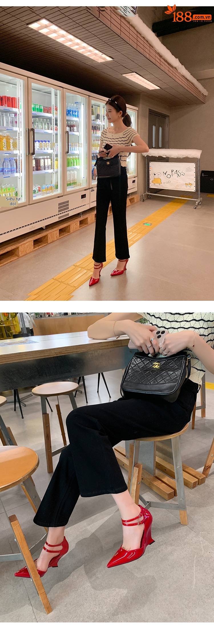 Giày cao gót nữ mũi nhọn Mary Jane đế xuồng platform da thật — màu đen, màu mơ, màu đỏ chi tiết 22